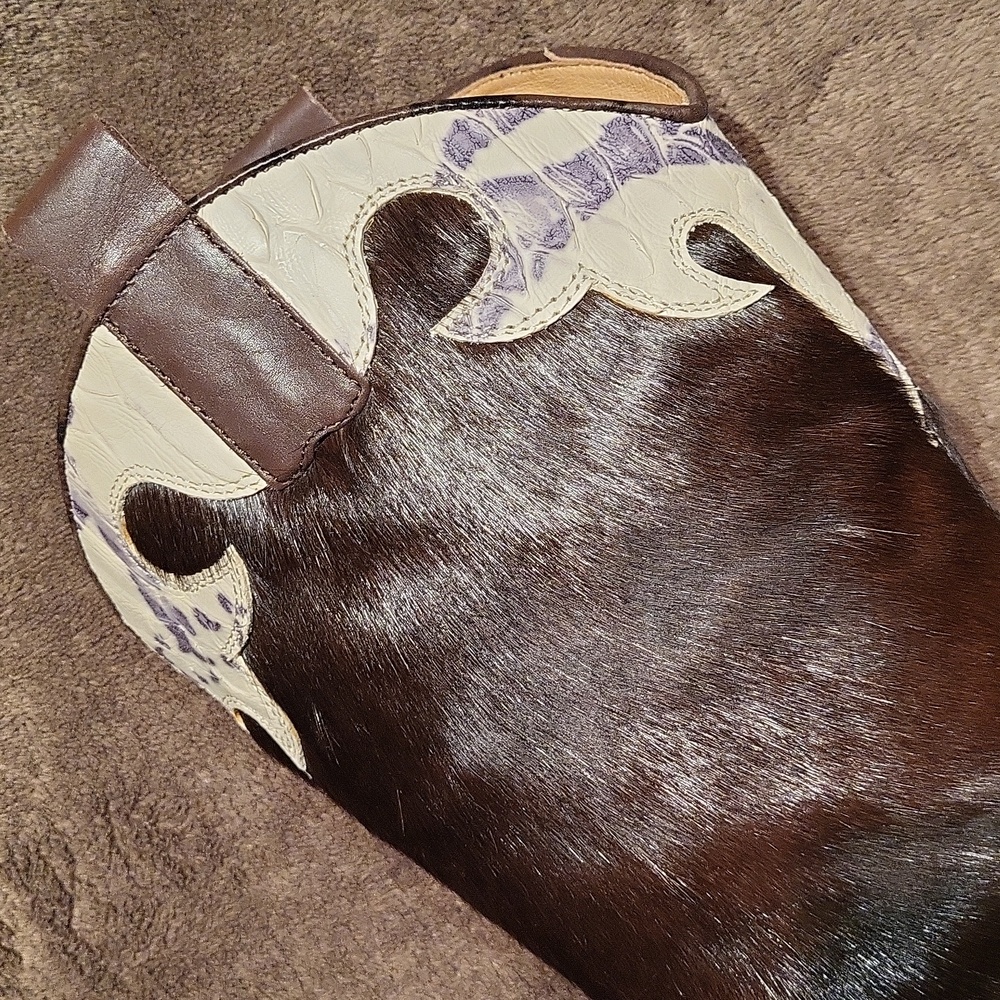 Donald J Pliner 'Angela' Cowboy Western Cowhide Leather Boots / Sz 10 / Expresso - Picture 8 of 17